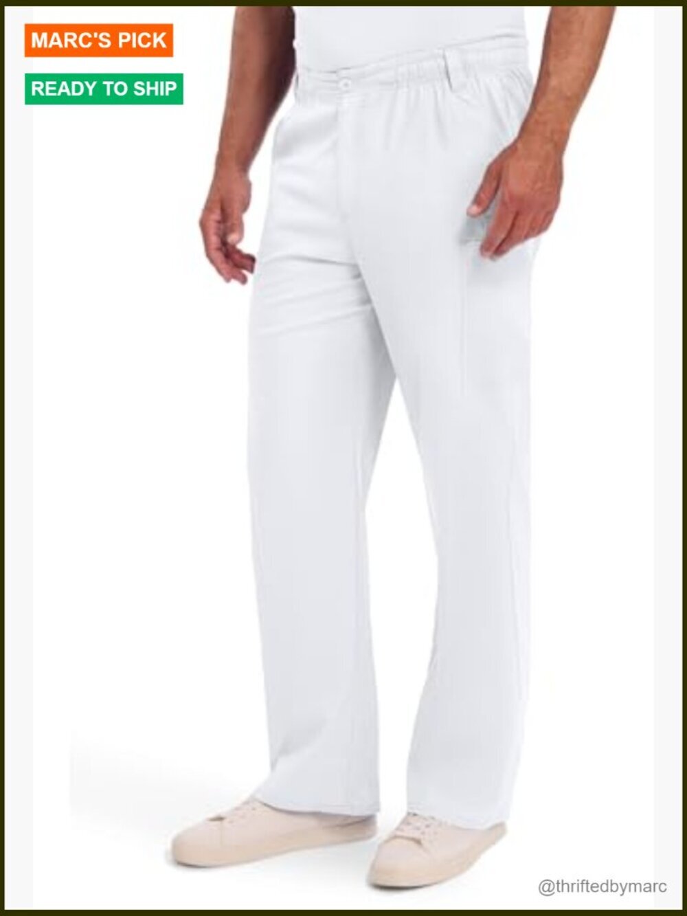 Dickies Men's Pull-On Scrub Pants with 7 Pockets Elastic Waistband - White - Picture 3 of 7